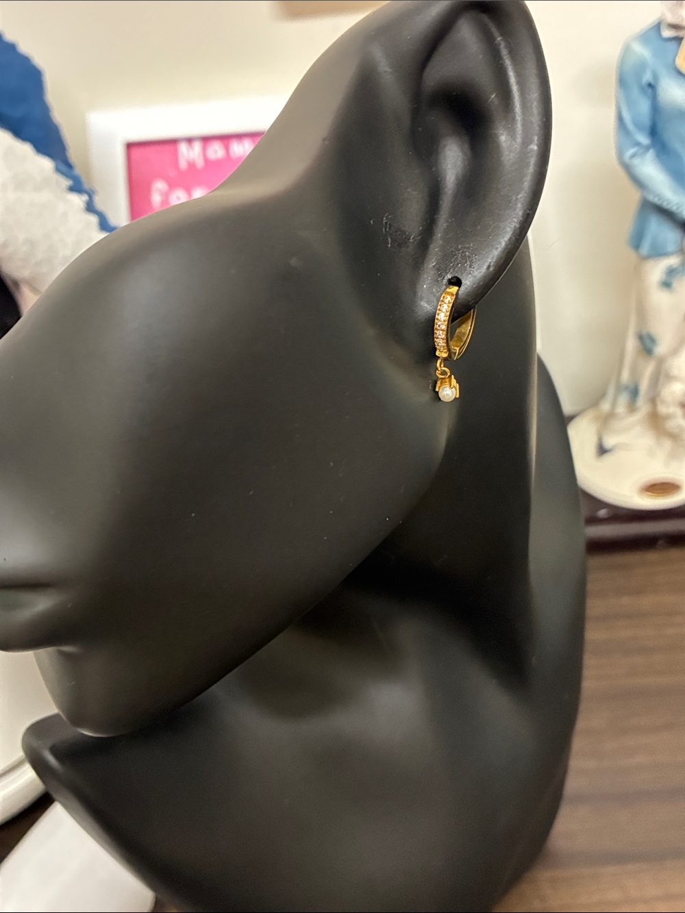 Cords Club Gold Drop Hoop Earrings with Pearl Accent Coastal Grandma Minimalist